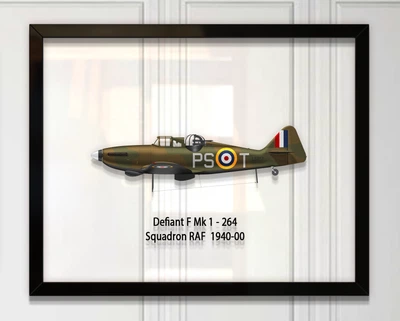 Принт на стекле Artel «Самолет Boulton Paul Defiant Mk 1 264 Эскадрилья RAF 1940 год» 25 x 20см