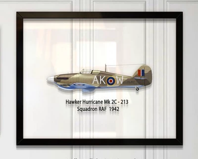 Принт на стекле Artel «Истребитель Hawker Hurricane Mk 2C 213 Эскадрилья 1942 год» 50 x 40см