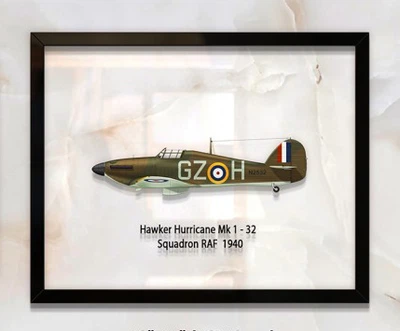 Принт на стекле Artel «Истребитель Hawker Hurricane Mk 1 32 Эскадрилья 1940 год» 46 x 36см