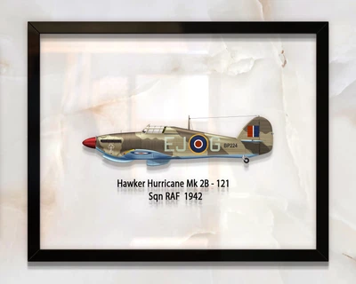 Принт на стекле Artel «Истребитель Hawker Hurricane Mk 2B 121 Эскадрилья 1942 год» 50 x 40см
