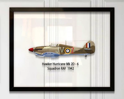 Принт на стекле Artel «Истребитель Hawker Hurricane Mk 2D 6 Эскадрилья 1942 год» 18 x 13см