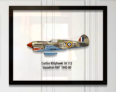 Принт на стекле Artel «Истребитель Curtiss P-40 112 Эскадрилья RAF 1942 год» 46 x 36см