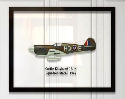 Принт на стекле Artel «Истребитель Curtiss P-40 14 Эскадрилья RNZAF 1942 год» 46 x 36см