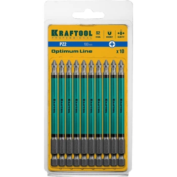 Бита PZ2-100 мм. Kraftool с насечеками NSS стержень SLIM FIT 10 штук