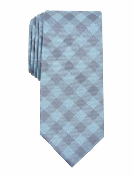 Краватка Perry Ellis Portfolio, в клітинку, чоловіча, шовкова, сіро-блакитна, 2PC8-7031
