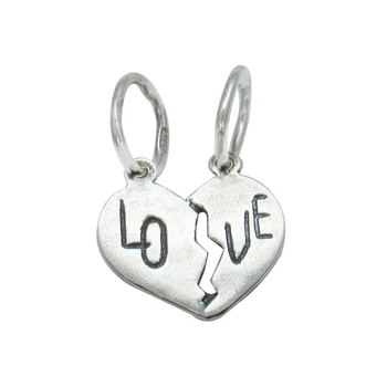 Серебряный двойной подвес сердечко "Love/Best friends"