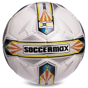 М'яч футбольний професійний №5 SOCCERMAX FIFA (PU, білий-сірий-жовтий) (FB-0176)