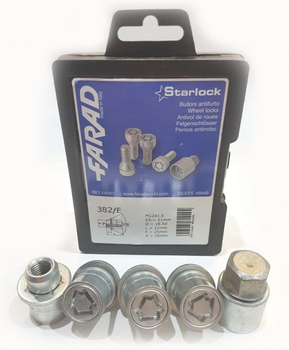 Гайки секретки Farad StarLock (SicuStar) M12x1.5x37 Прессшайба Ключ 21 антивандальное кольцо (2 ключа) Toyota Lexus Mitsubishi Комплект