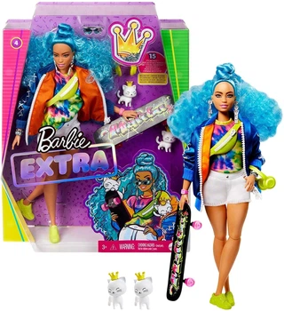 Кукла Barbie Extra Doll #4 Барби Экстра с голубыми кучерявыми волосами (GRN30)