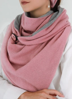 Шарф "Эдинбург" большой MyScarf теплый one size розовый с серым