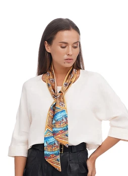 Галстук Твилли авторский MyScarf one size золотой с принтом Флоренция