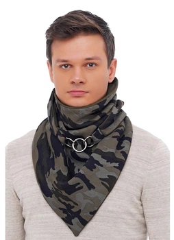 Шарф мужской "Эдинбург" большой MyScarf теплый one size хаки с кольцами
