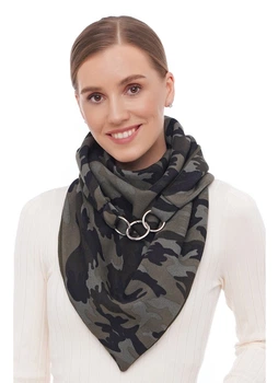 Шарф "Эдинбург" женский большой MyScarf теплый Хаки с кольцами
