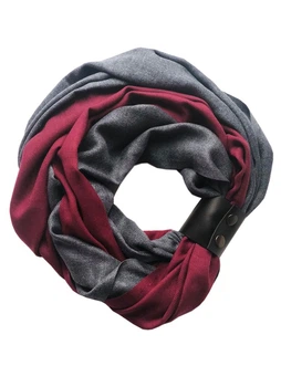 Шарф-снуд кашемировый MyScarf зимний one size серо-бордовый