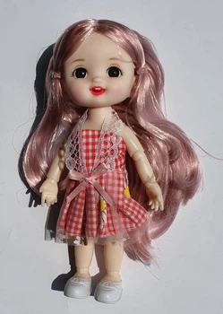 Кукла шарнирная BJD с 3D глазами, розовим волосами 16 см D191