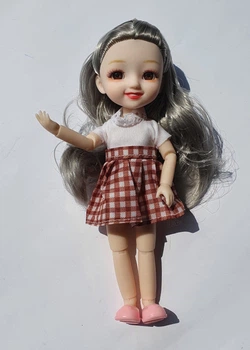 Кукла шарнирная BJD с 3D глазами, пепельными волосами с улыбкой 19 см D301