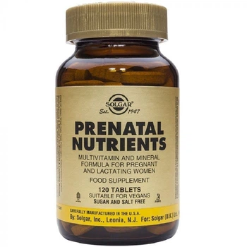 Вітаміни для вагітних та годуючих Solgar Prenatal Nutrients 120 таблеток