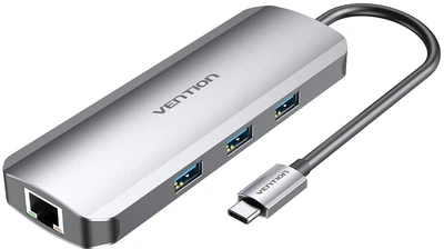USB-хаб Vention Hub 9-in-1 USB 3.1 Type-C - HDMI/USB 3.0x3/RJ45/SD/TF/TRRS 3.5mm/PD 100W (TOLHB)