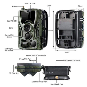 GSM фотоловушка HC-801M камера для охоты и охраны с сим картой и SMS управлением