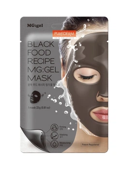 Маска для лица гидрогелевая питательная с черным комплексом Purederm Black Food Recipe Gel Mask 23г (8809411189562)