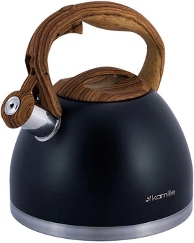 Чайник Kamille Whistling Kettle Black 2.7л з нержавіючої сталі зі свистком (KM-1087)