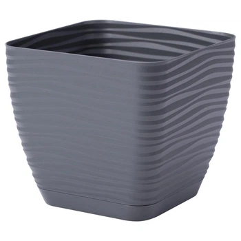 Горшок для цветов Form-Plastic Sahara мини Квадро-15 2 л антрацит с подставкой (3620-014)