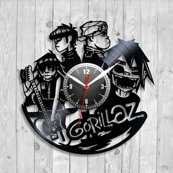 Часы настенные Виниловая пластинка Gorillaz 30 см 731/3 Черный