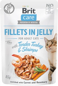 Mokra karma dla kotów sterylizowanych BRIT Care Cat z indykiem i krewetkami w galarecie 85 g (8595602540570)