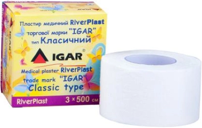 Пластырь медицинский Igar RiverPlast Классический на хлопковой основе 3 см х 500 см (4820017606196)
