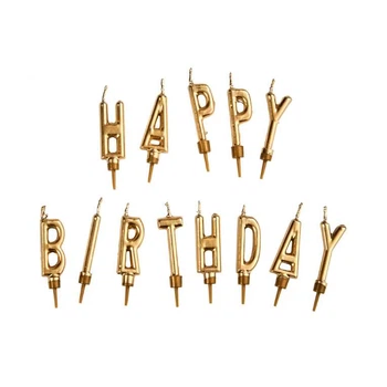 Свечка HAPPY BIRTHDAY Золотой (1наб.-13шт) 10217461