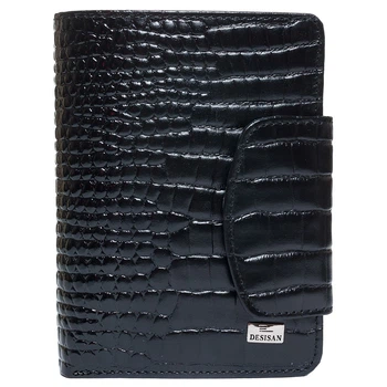 Кошелек женский кожаный Desisan 086-633 черный мелкий кроко