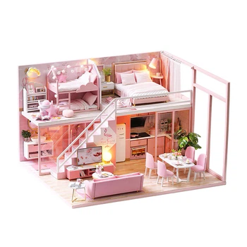 3D Румбокс кукольный дом DIY Cute Room L-027 Pink House детский конструктор