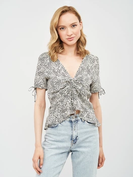 Блуза H&M 40 чорно білий візерунок 40476220001