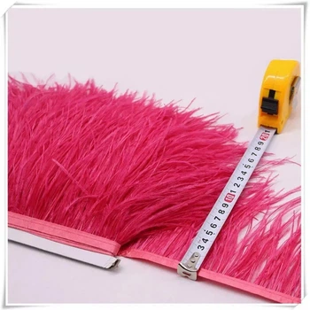 Перья страуса на ленте KV Feathers 10-15 см, малиновый, 1 м PS031