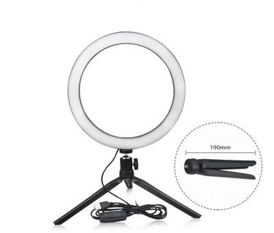 Кільцева лампа Ring Fill LED 16 см на штативі (USB, LED 5 В, диммер 3 режими, селфі кільце, тринога, нічник)
