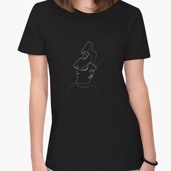 Футболка женская Контурный минимализм (Contour minimalism)&nbsp; (8976-1356-5) XXL Черная