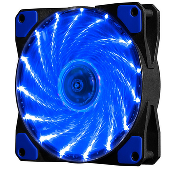 Кулер корпусной Voltronic sleeve fan 3pin + 4pin - 120мм, 12V, 1100об/мин, 15LED, Blue