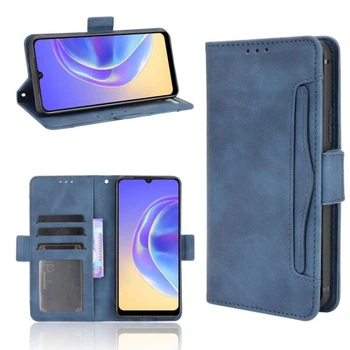 Чехол-книжка с кармашками Deexe Wallet Stand для VIVO V21e - Blue