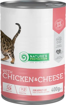 Вологий корм для дорослих кішок з куркою і сиром Nature\'s Protection with Chicken & Cheese 400 г (KIK45608) (4771317456083)