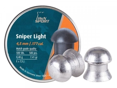 Кулі пневматичні H&N Sniper Light Кал. 4.5 мм Вага - 0.48 г 500 шт/уп 14530242
