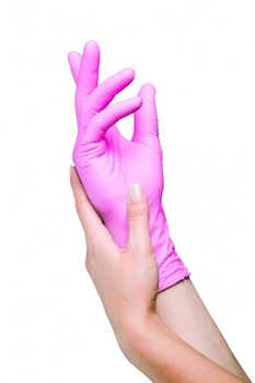 Одноразові рукавички нітрилові нестерильні без пудри Ampri STYLE COLOR GRENADINE Рожеві 100 шт Розмір XS