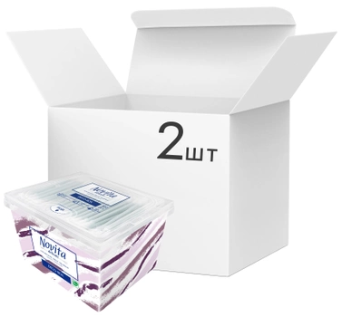 Упаковка ватных палочек Novita Delicate в квадратной коробке 2 пачки по 300 шт (4823071643909) (41201355)