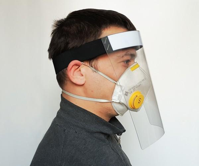Упаковка 10 штук. Прозора захисна маска-екран для обличчя БРТ Ізолюючий щиток на гумці