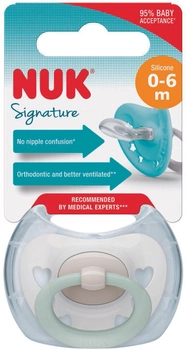 Пустышка силиконовая NUK Signature от 0 до 6 месяцев Белая (4008600401193)