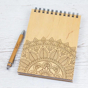 Деревянный блокнот VANZA Mandala 2 светлый