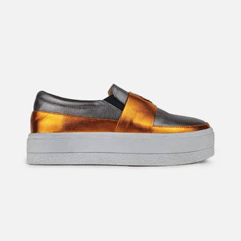 Слипоны весна-осень черные из натуральной кожи на средней белой платформе 37, Baoli, 9896