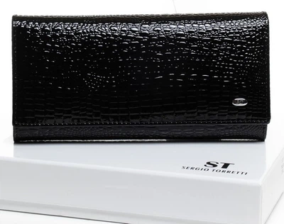 Женский кожаный кошелек на магнитах SERGIO TORRETTI W10501-2 черный