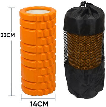 Массажный ролик YogaLife EVA Grid Roller 33 см оранжевый (роллер, валик, цилиндр для МФР и йоги, массажер для спины, ног, рук, шеи)