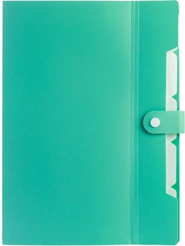 Папка Optima А4 на кнопке с расширением, 6 отделений Мятная (O35521)