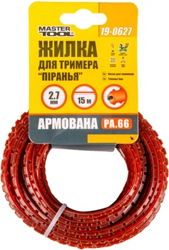 Леска для триммера армированная Mastertool "Пиранья" 2.70 мм х 15 м зубчатий квадрат (19-0627)